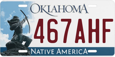 OK license plate 467AHF