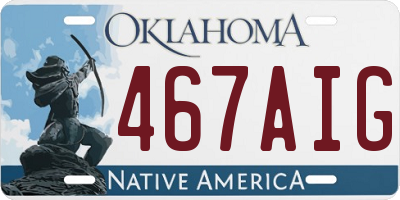 OK license plate 467AIG