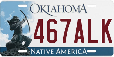 OK license plate 467ALK