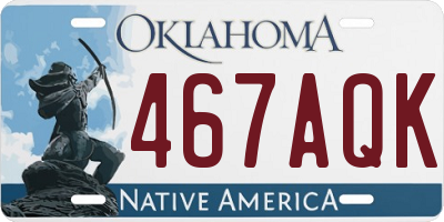 OK license plate 467AQK