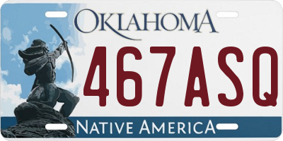 OK license plate 467ASQ