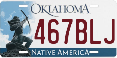 OK license plate 467BLJ