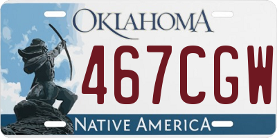 OK license plate 467CGW