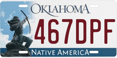 OK license plate 467DPF
