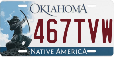 OK license plate 467TVW