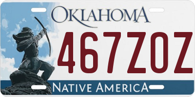 OK license plate 467ZOZ