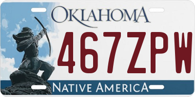 OK license plate 467ZPW