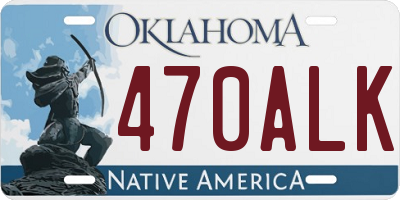 OK license plate 470ALK