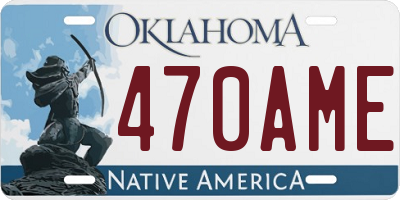 OK license plate 470AME