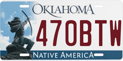 OK license plate 470BTW