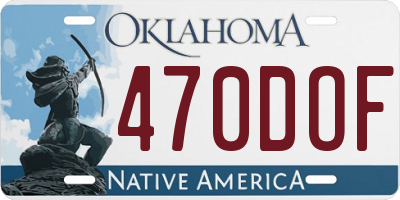 OK license plate 470DOF