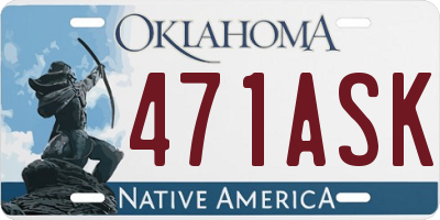 OK license plate 471ASK