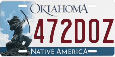 OK license plate 472DOZ
