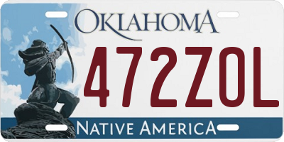 OK license plate 472ZOL