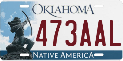 OK license plate 473AAL