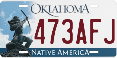 OK license plate 473AFJ