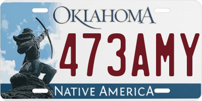 OK license plate 473AMY