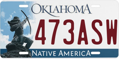 OK license plate 473ASW