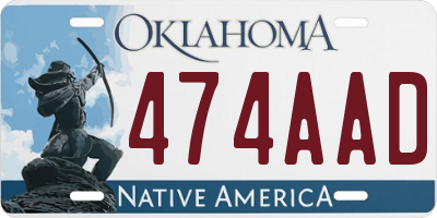 OK license plate 474AAD