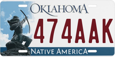 OK license plate 474AAK