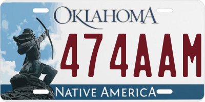 OK license plate 474AAM