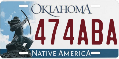 OK license plate 474ABA