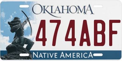 OK license plate 474ABF