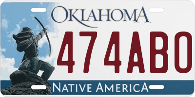 OK license plate 474ABO