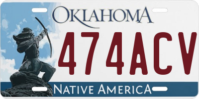 OK license plate 474ACV
