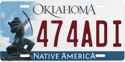 OK license plate 474ADI
