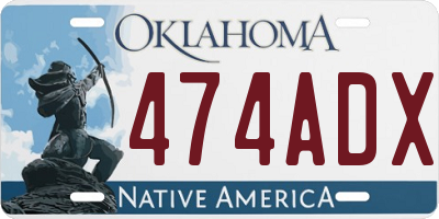 OK license plate 474ADX