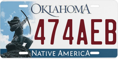 OK license plate 474AEB