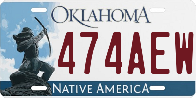 OK license plate 474AEW