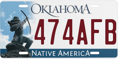 OK license plate 474AFB