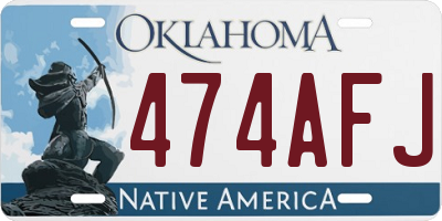 OK license plate 474AFJ