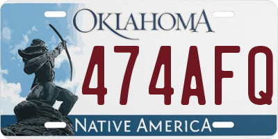 OK license plate 474AFQ