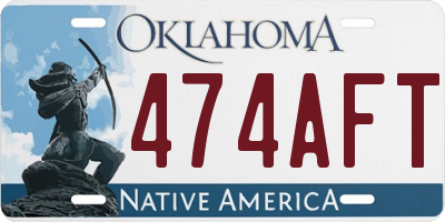 OK license plate 474AFT