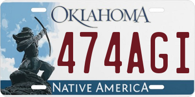 OK license plate 474AGI
