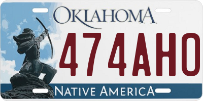 OK license plate 474AHO