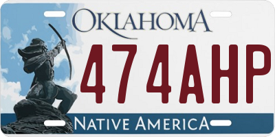 OK license plate 474AHP