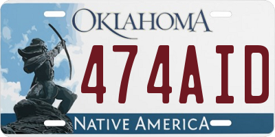 OK license plate 474AID