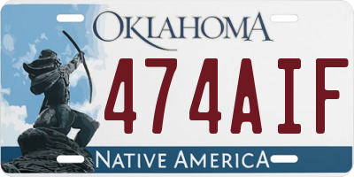 OK license plate 474AIF