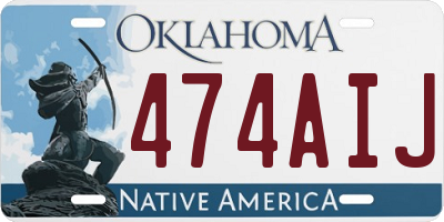 OK license plate 474AIJ