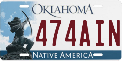 OK license plate 474AIN