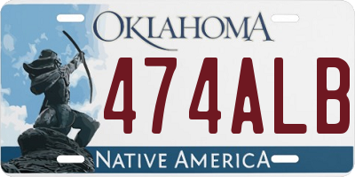 OK license plate 474ALB