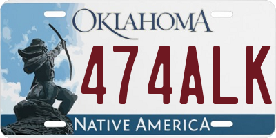 OK license plate 474ALK