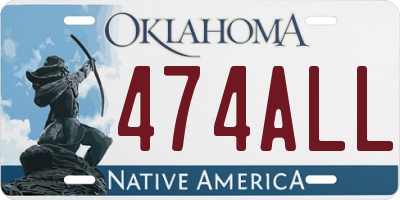 OK license plate 474ALL