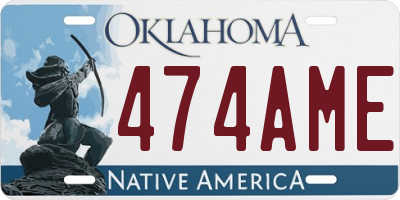 OK license plate 474AME