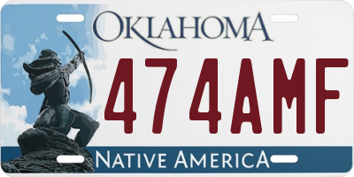 OK license plate 474AMF