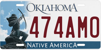 OK license plate 474AMO